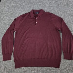Brooks Brothers Polo Long Sleeve Shirt Merino Wool Burgundy Size XL